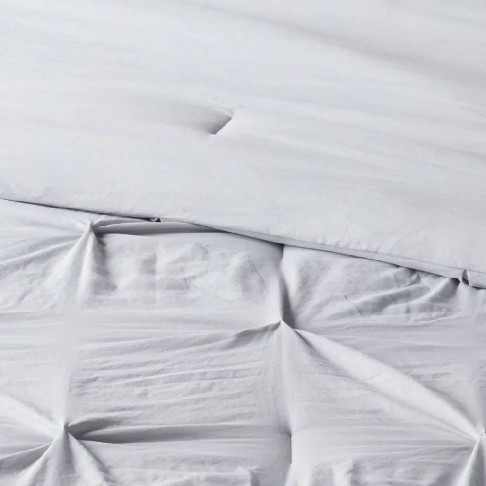 8pc Queen Pinch Pleat Comforter and Sheet Set Gray - Threshold